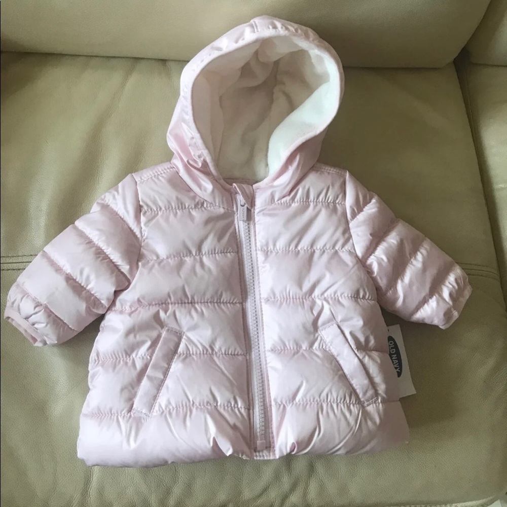 BNWT old navy pink puffer jacket 0-3 months